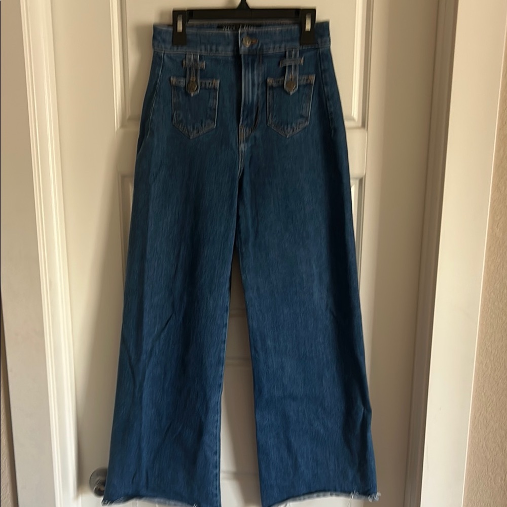Veronica Beard Blue Flare Wide-Leg Jeans